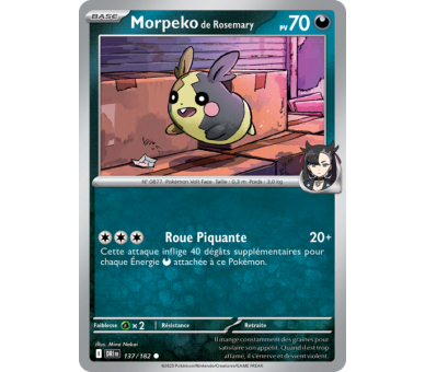 Morpeko de Rosemary Pv 70 137/182 – Carte Commune – Écarlate et Violet Rivalités Destinées