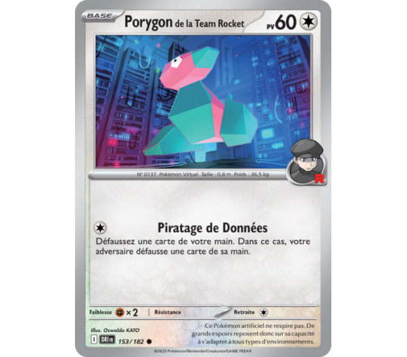 Porygon de la Team Rocket Pv 60 153/182 – Carte Commune Reverse – Écarlate et Violet Rivalités Destinées