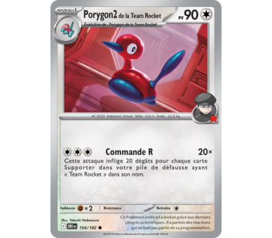 Porygon2 de la Team Rocket Pv 90 154/182 – Carte Commune – Écarlate et Violet Rivalités Destinées