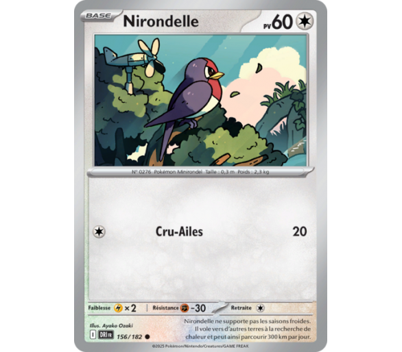 Nirondelle Pv 60 156/182 – Carte Commune Reverse – Écarlate et Violet Rivalités Destinées