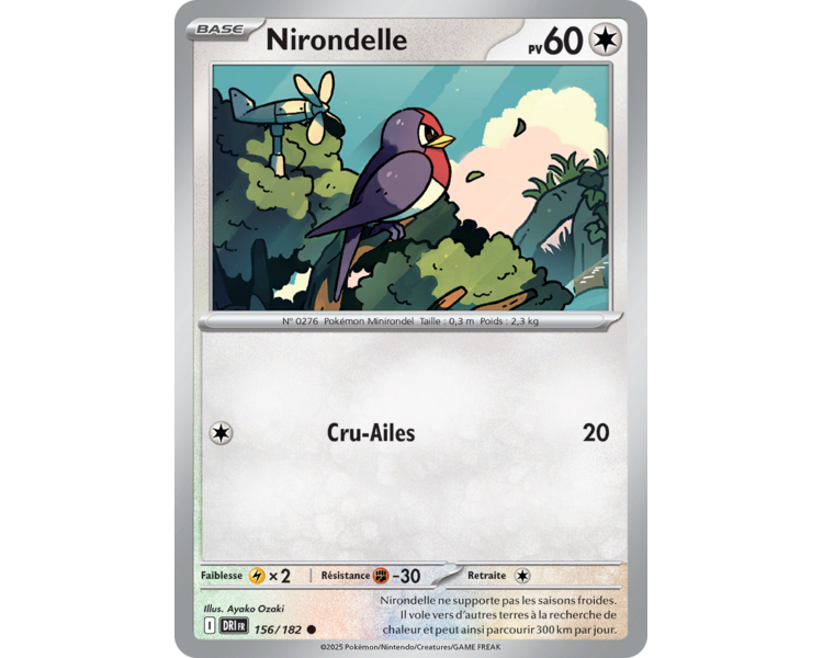 Nirondelle Pv 60 156/182 – Carte Commune Reverse – Écarlate et Violet Rivalités Destinées Nirondelle Pv 60 156/182 – Carte Commune Reverse – Écarlate et Violet Rivalités Destinées