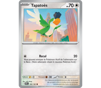 Tapatoès Pv 70 160/182 – Carte Commune Reverse – Écarlate et Violet Rivalités Destinées