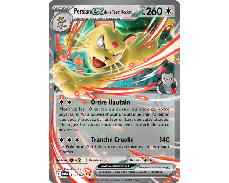 Persian-ex de la Team Rocket Pv 260 150/182 – Carte Pokémon‑ex Double Rare – Écarlate et Violet Rivalités Destinées
