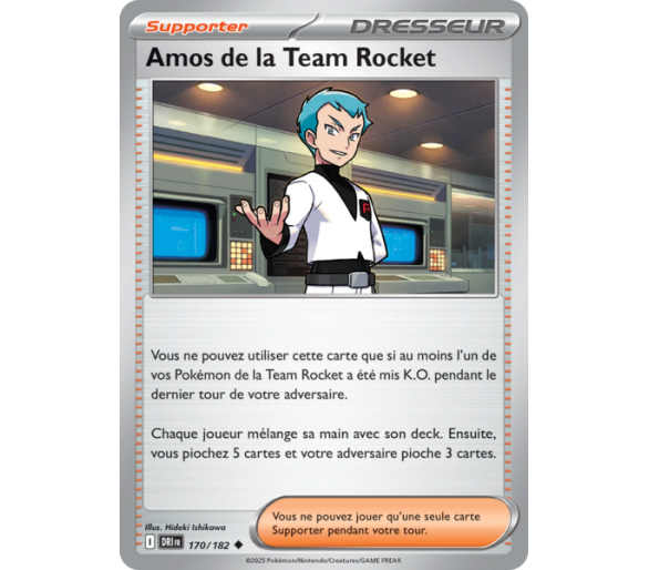 Dresseur Amos de la Team Rocket 170/182 – Carte Peu Commune Reverse – Écarlate et Violet Rivalités Destinées