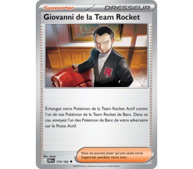 Dresseur Giovanni de la Team Rocket 174/182 – Carte Peu Commune – Écarlate et Violet Rivalités Destinées
