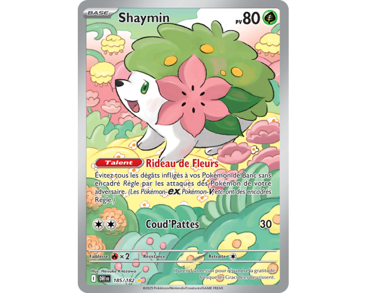 Shaymin Pv 80 185/182 - Carte Illustration Rare - Écarlate et Violet Rivalités Destinées Shaymin Pv 80 185/182 - Carte Illustration Rare - Écarlate et Violet Rivalités Destinées