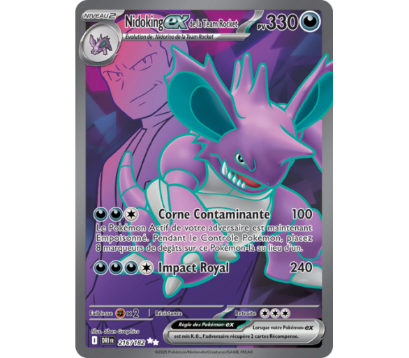 Nidoking-ex de la Team Rocket Pv 330 216/182 - Carte Ultra Rare - Écarlate et Violet Rivalités Destinées