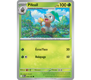 Pifeuil Pv 100 014/132 - Carte Commune Reverse - Méga-Évolution