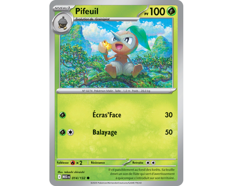 Pifeuil Pv 100 014/132 - Carte Commune Reverse - Méga-Évolution