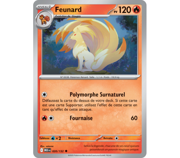 Feunard Pv 120 020/132 - Carte Peu Commune Reverse - Méga-Évolution