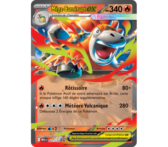 Méga-Camérupt-ex Pv 340 022/132 - Carte Double Rare - Méga-Évolution
