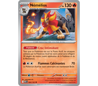 Némélios Pv 130 024/132 - Carte Peu Commune Reverse - Méga-Évolution