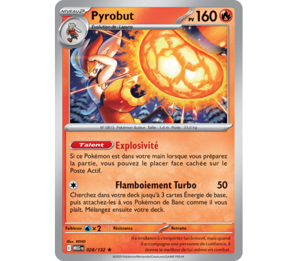 Pyrobut Pv 160 028/132 - Carte Rare Holographique - Méga-Évolution