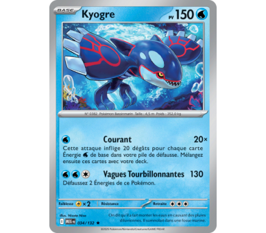 Kyogre Pv 150 034/132 - Carte Rare Holographique - Méga-Évolution