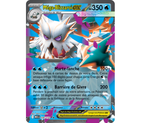 Méga-Blizzaroi-ex Pv 350 036/132 - Carte Double Rare - Méga-Évolution