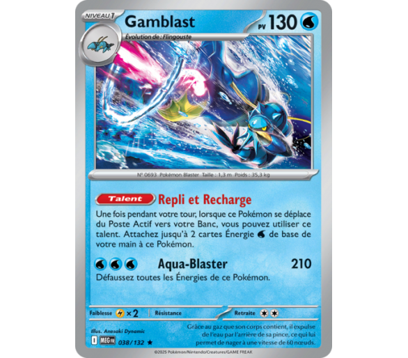 Gamblast Pv 130 038/132 - Carte Rare Holographique - Méga-Évolution