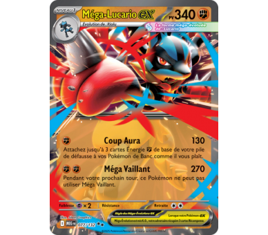 Méga-Lucario-ex Pv 340 77/132 - Carte Double Rare - Méga-Évolution