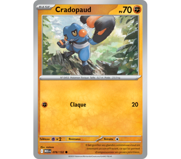 Cradopaud Pv 70 078/132 - Carte Commune Reverse - Méga-Évolution