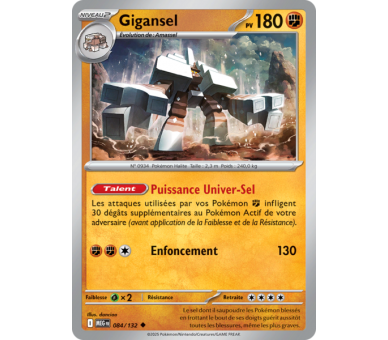 Gigansel Pv 180 84/132 - Carte Peu Commune Reverse - Méga-Évolution