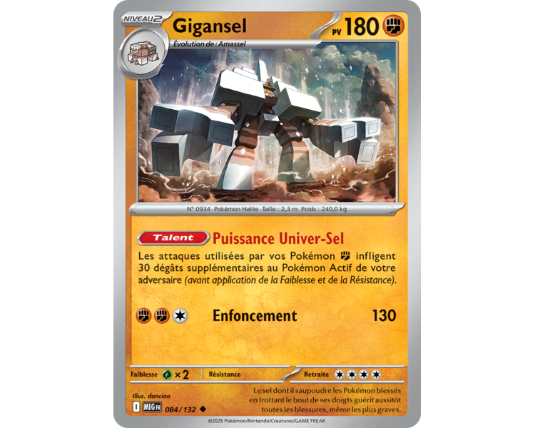 Gigansel Pv 180 84/132 - Carte Peu Commune Reverse - Méga-Évolution