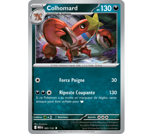 Colhomard Pv 130 085/132 - Carte Peu Commune Reverse - Méga-Évolution