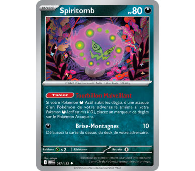 Spiritomb Pv 80 087/132 - Carte Peu Commune Reverse - Méga-Évolution