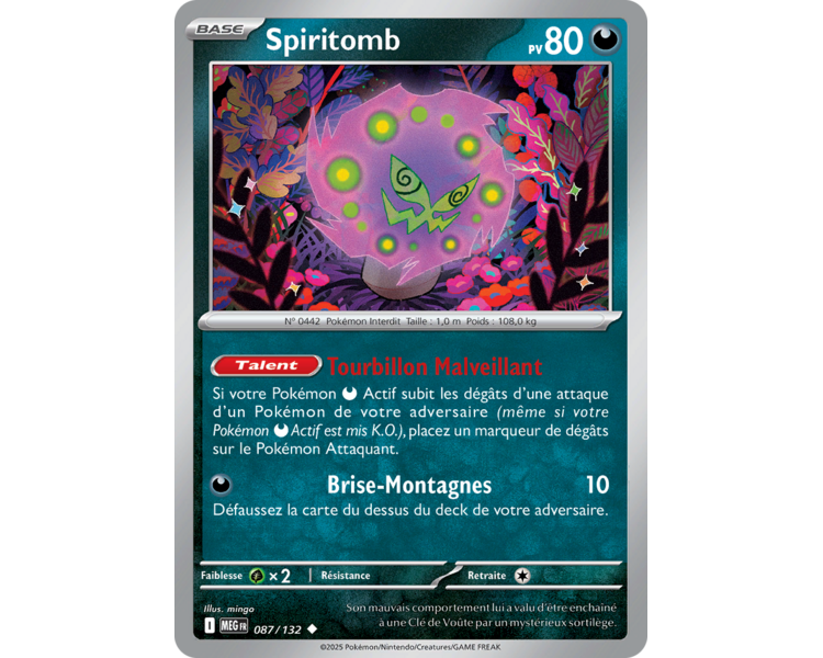 Spiritomb Pv 80 087/132 - Carte Peu Commune Reverse - Méga-Évolution