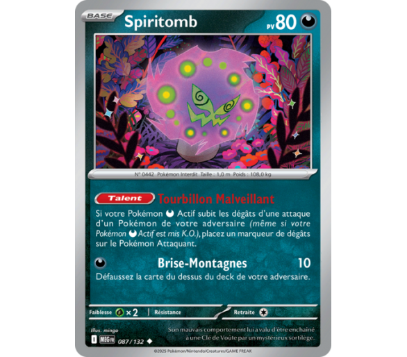 Spiritomb Pv 80 087/132 - Carte Peu Commune Reverse - Méga-Évolution