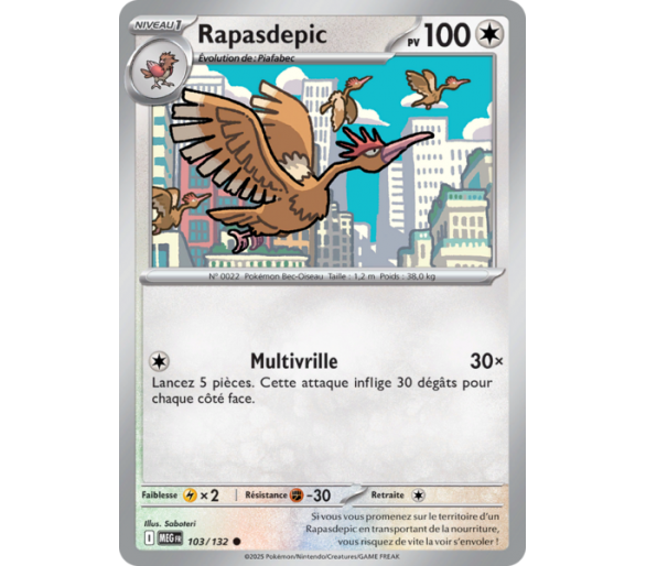 Piafabec Pv 60 102/132 - Carte Commune Reverse - Méga-Évolution