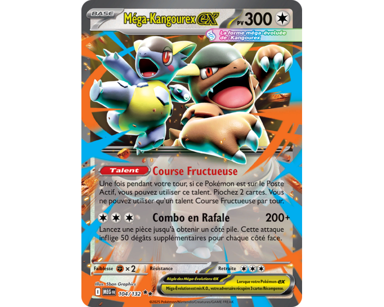 Méga-Kangourex-ex Pv 300 104/132 - Carte Double Rare - Méga-Évolution