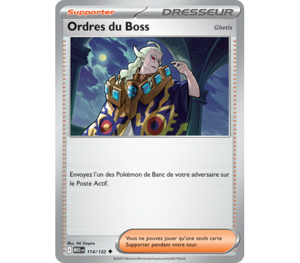 Dresseur Ordres du Boss 114/132 - Carte Peu Commune Reverse - Méga-Évolution