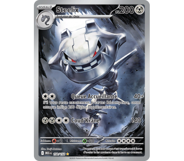 Steelix Pv 200 150/132 - Carte Secrète Illustration Rare - Méga-Évolution