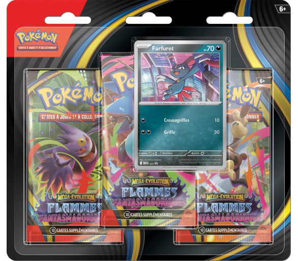 Pack de 3 Boosters Sous Blister Farfuret - ME02 Méga-Évolution Flammes Fantasmagoriques - FR