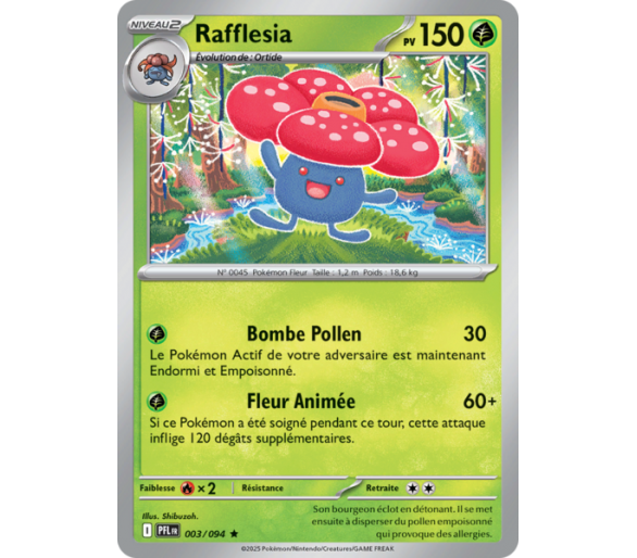 Rafflesia Pv 150 003/094 - Carte Rare Holographique - Méga-Évolution Flammes Fantasmagoriques
