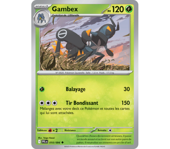 Gambex Pv 120 010/094 - Carte Peu Commune Reverse - Méga-Évolution Flammes Fantasmagoriques