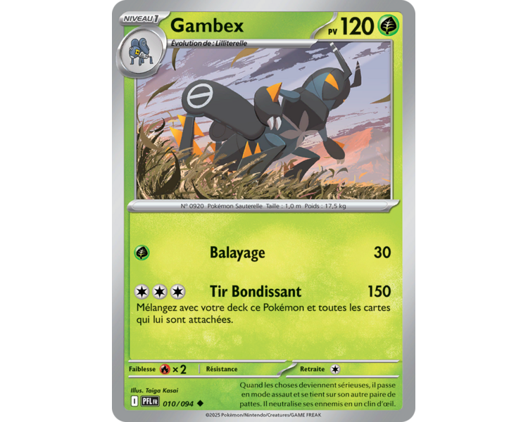 Gambex Pv 120 010/094 - Carte Peu Commune Reverse - Méga-Évolution Flammes Fantasmagoriques