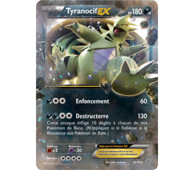 Carte Pokémon rare holo Tyranocif Ex pv 180 - 42/98