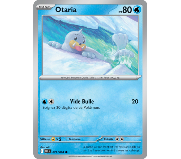 Otaria Pv 80 021/094 - Carte Commune Reverse - Méga-Évolution Flammes Fantasmagoriques