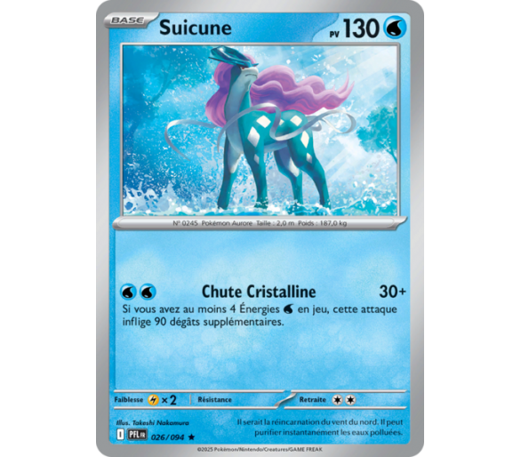 Suicune Pv 130 026/094 - Carte Rare Reverse - Méga-Évolution Flammes Fantasmagoriques