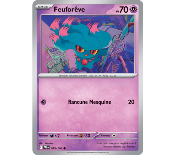 Feuforêve Pv 70 035/094 - Carte Commune Reverse - Méga-Évolution Flammes Fantasmagoriques