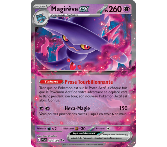 Magirêve-ex Pv 260 036/094 - Carte Double Rare - Méga-Évolution Flammes Fantasmagoriques