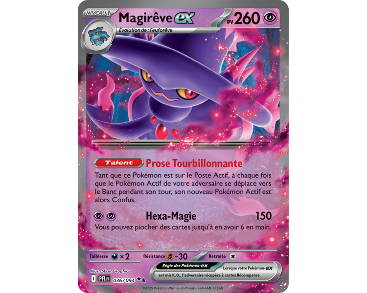 Magirêve-ex Pv 260 036/094 - Carte Double Rare - Méga-Évolution Flammes Fantasmagoriques