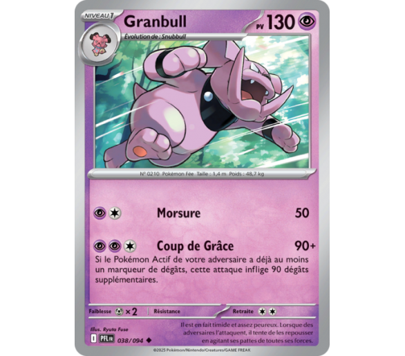 Granbull Pv 130 038/094 - Carte Peu Commune Reverse - Méga-Évolution Flammes Fantasmagoriques