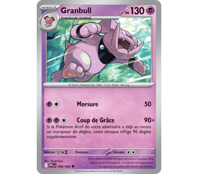 Granbull Pv 130 038/094 - Carte Peu Commune Reverse - Méga-Évolution Flammes Fantasmagoriques