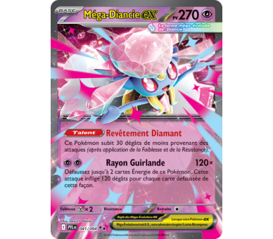 Méga-Diancie-ex Pv 270 041/094 - Carte Double Rare - Méga-Évolution Flammes Fantasmagoriques