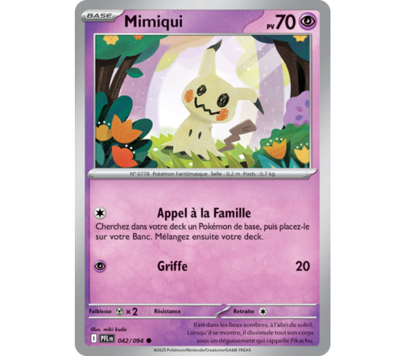 Mimiqui Pv 70 042/094 - Carte Commune Reverse - Méga-Évolution Flammes Fantasmagoriques
