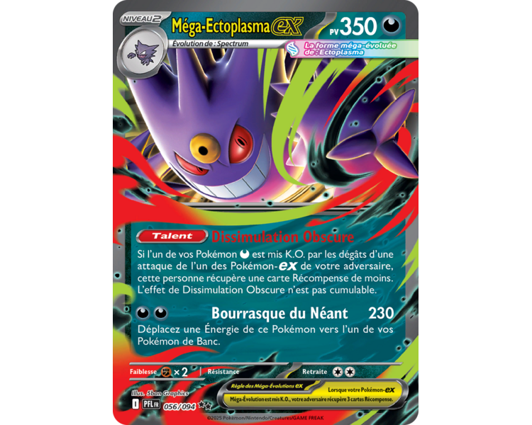 Méga-Ectoplasma-ex Pv 350 056/094 - Carte Double Rare - Méga-Évolution Flammes Fantasmagoriques
