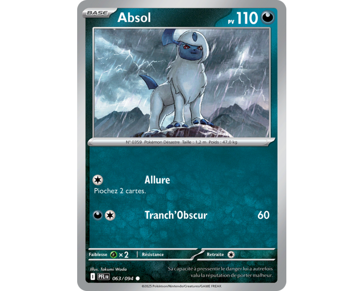 Absol Pv 110 063/094 - Carte Commune Reverse - Méga-Évolution Flammes Fantasmagoriques