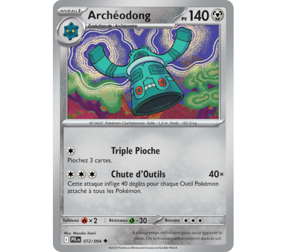 Archéodong Pv 140 072/094 - Carte Peu Commune Reverse - Méga-Évolution Flammes Fantasmagoriques