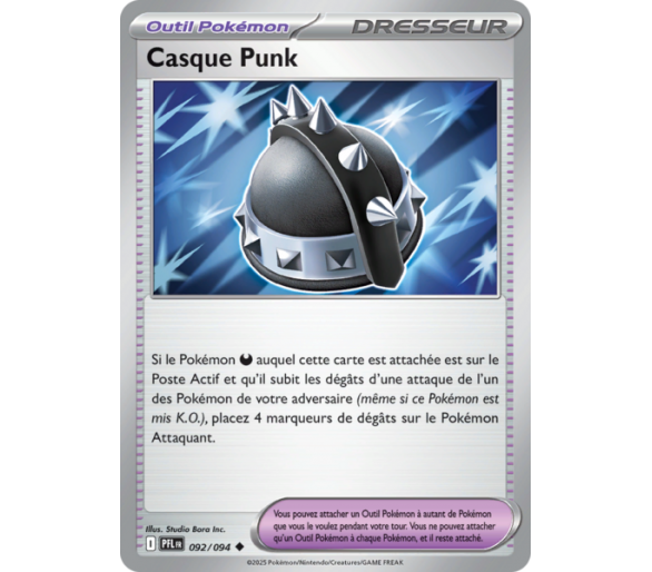 Objet Casque Punk 92/094 - Carte Peu Commune Reverse - Méga-Évolution Flammes Fantasmagoriques